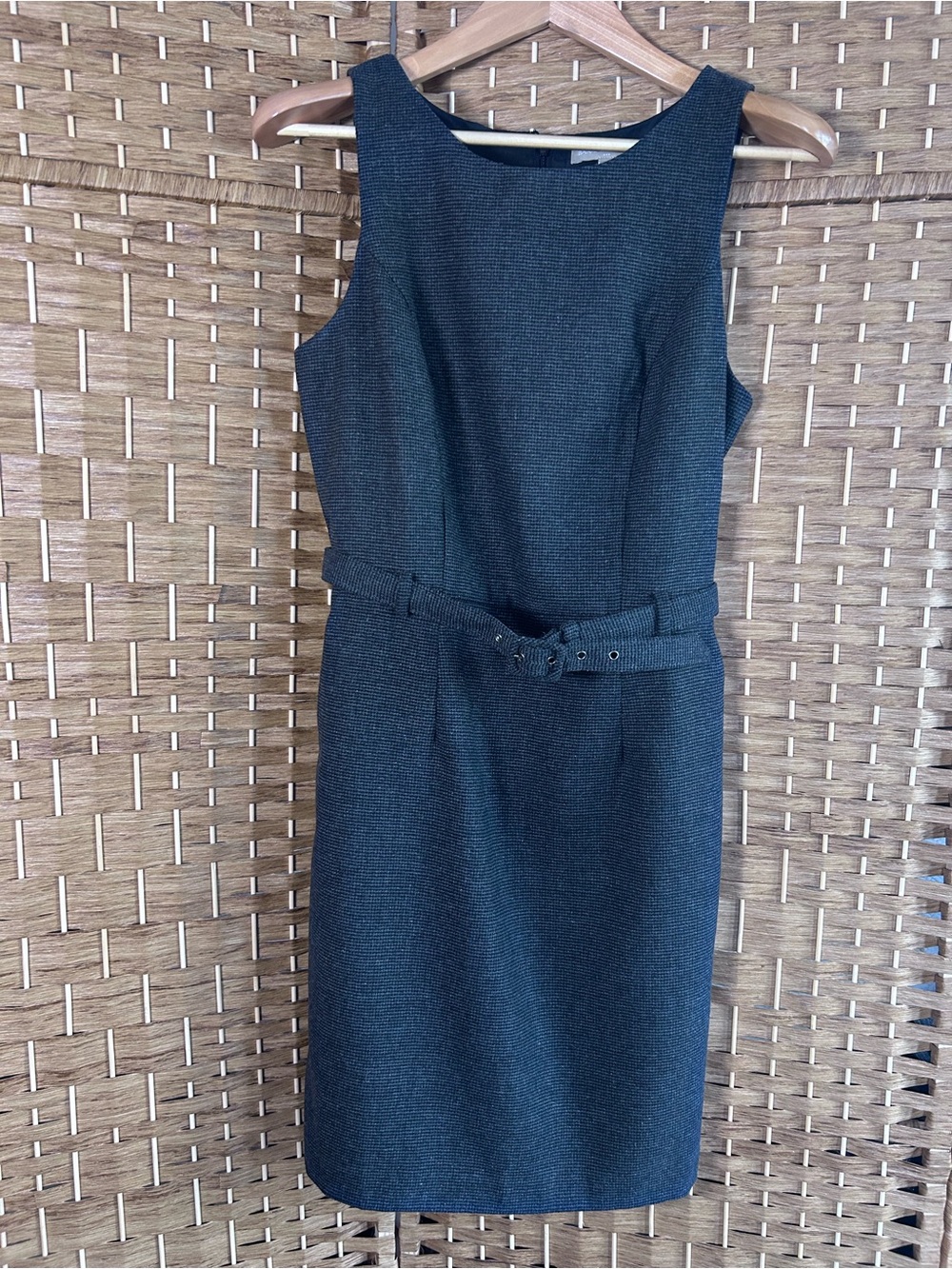 Banana Republic Gray Tweed Wool Blend Belted Sheath Dress Sz 8 Office Career